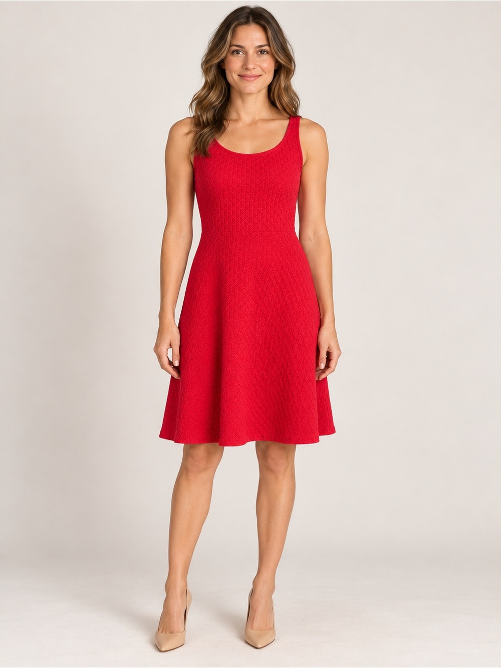 Divided Reddish Orange Scoop Neck Fit-and-Flare Mini Dress